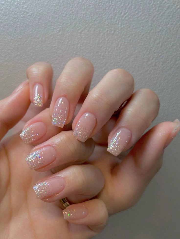 Champagne Ombre Glittery Nails