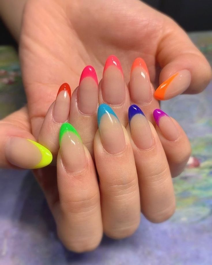 Summer Inspired Rainbow French Tips