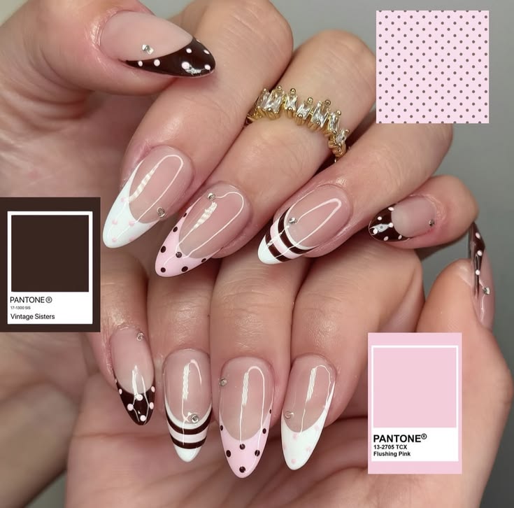 Vintage Polka Dot Abstract French Tips