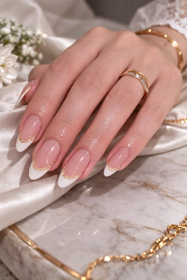 Gold Lining French Tips