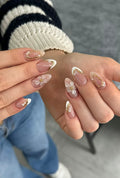 French White Florals Abstract Nails