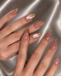 Luxurious Cat Eye Nails With Abstract Chrome