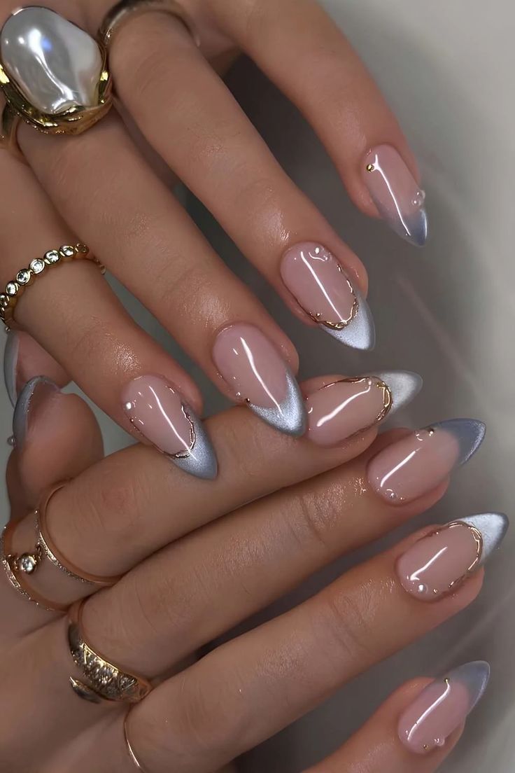 Sky Blue Cat Eye Nails