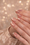 Nude Cat Eye Base With Holo Glitter Tips